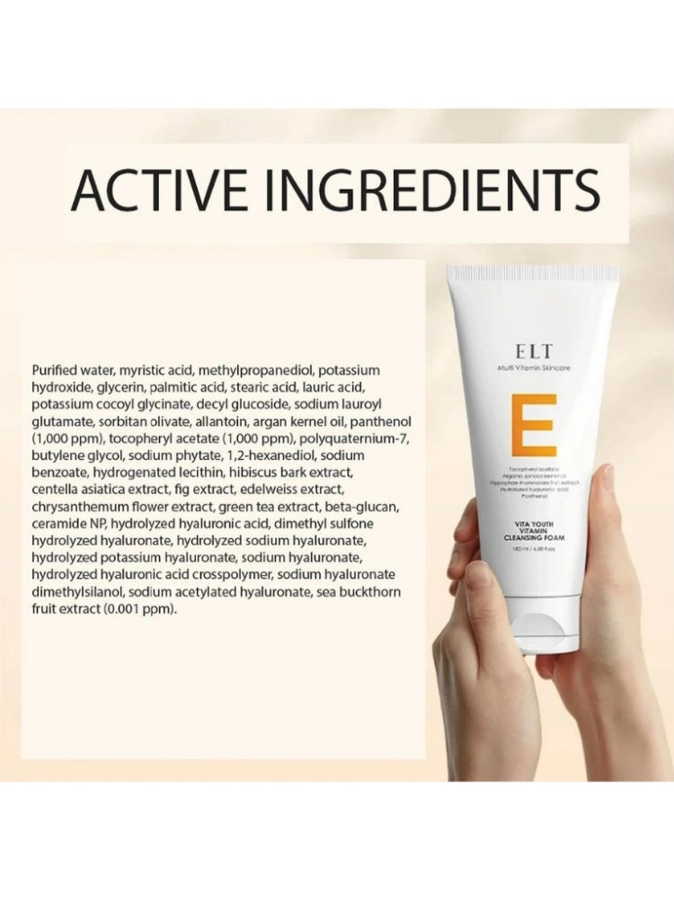 اي ال تي ELT Cosmetic Vita Youth Vitamin Cleansing Foam – غسول فيتامين لتفتيح البشرة وتنظيف المسام بعمق - Image 2